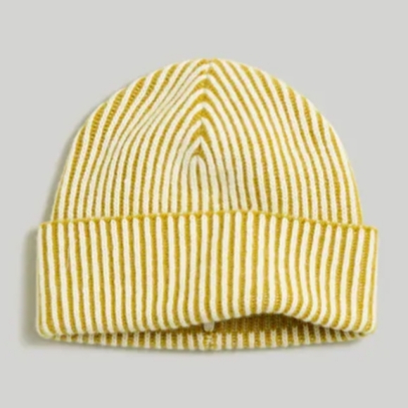 Madewell Accessories - Madewell Striped Merino Wool Beanie Volden Meadow Yellow White